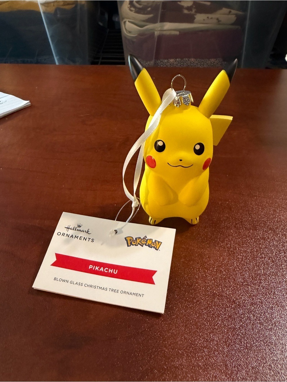 NWT Hallmark Yellow Pokémon Pikachu Blown Glass Christmas Tree Ornament